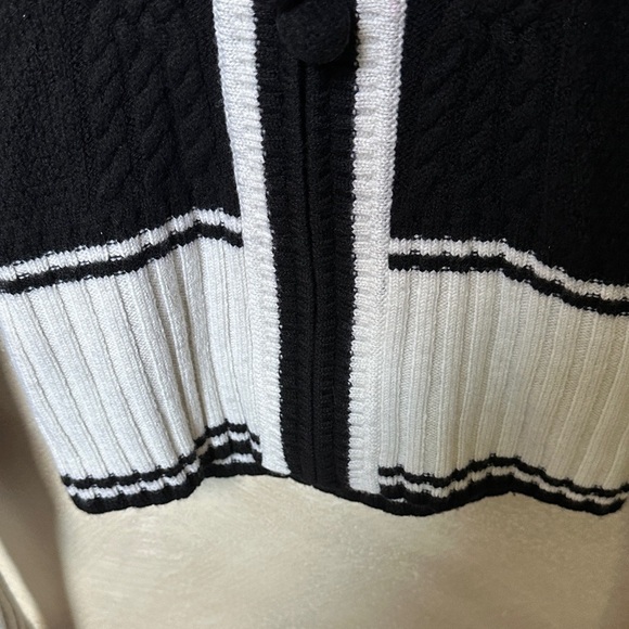 Diane Von Furstenberg Black and White Hooded Cardigan - Picture 5 of 7